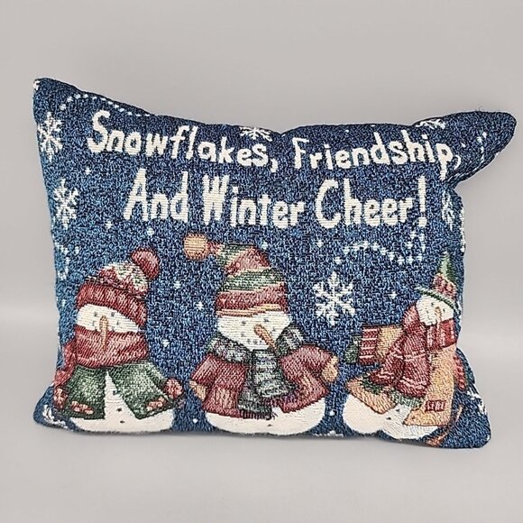 Vintage Good Housekeeping "Snowflakes, Friendship, And Winter Cheer" Pillow 11x9 - Picture 1 of 4